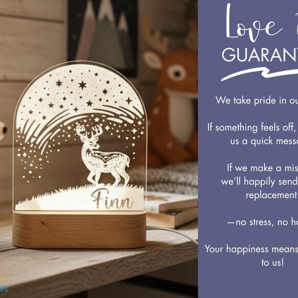 Custom Deer Night Light – Personalized LED Lamp for Kids Room - Picture 6 of 8